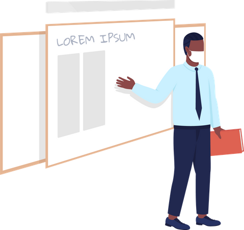 Male teacher Teaching During Corona  Illustration