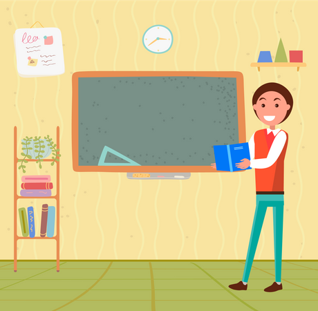 Male Teacher teaching lesson in classroom  Illustration