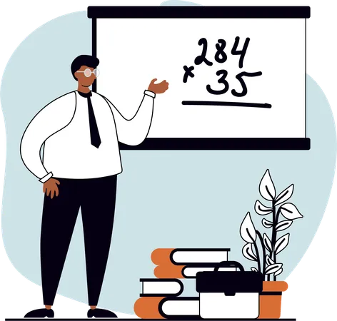 Male teacher teaching math  Illustration