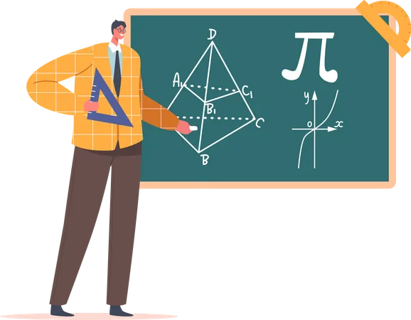 Male teacher teaching mathematics Illustration