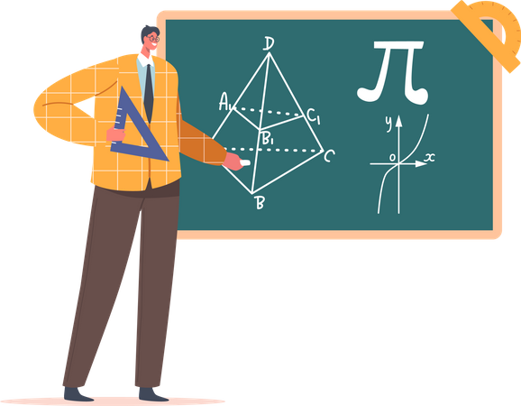 Male teacher teaching mathematics  Illustration