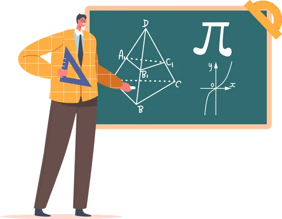 Male teacher teaching mathematics  Illustration