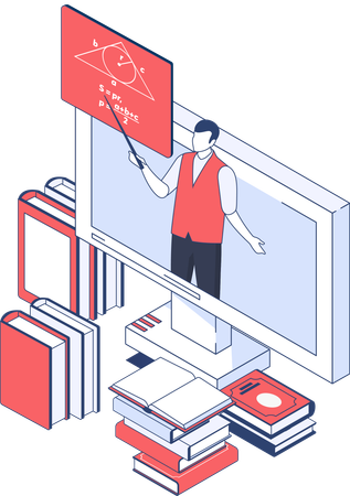 Male teacher teaching maths  Illustration