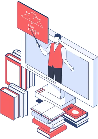 Male teacher teaching maths  Illustration