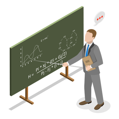 Male teacher teaching maths in class  Illustration