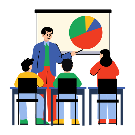 Male teacher teaching maths in mathematics class  Illustration