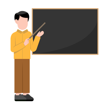 Male Teacher Teaching on Black board in Class  Illustration