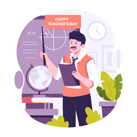 Male teacher teaching on teachers day  Illustration