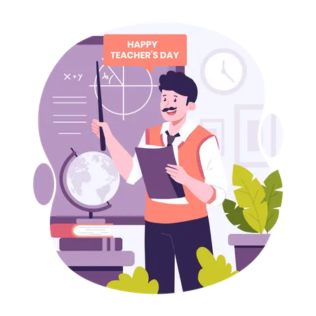 Male teacher teaching on teachers day  Illustration