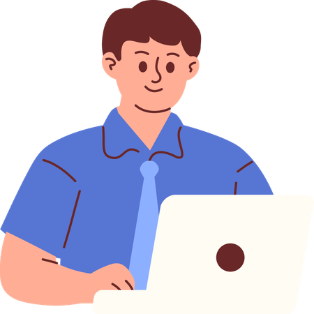 Male teacher using laptop  Illustration