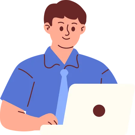 Male teacher using laptop  Illustration