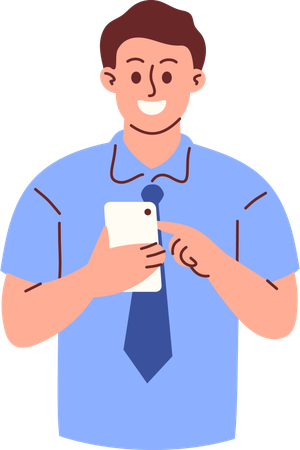 Male teacher using phone  Illustration