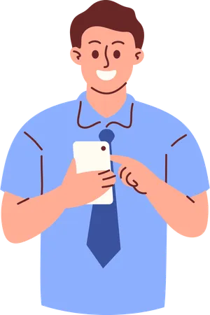 Male teacher using phone  Illustration