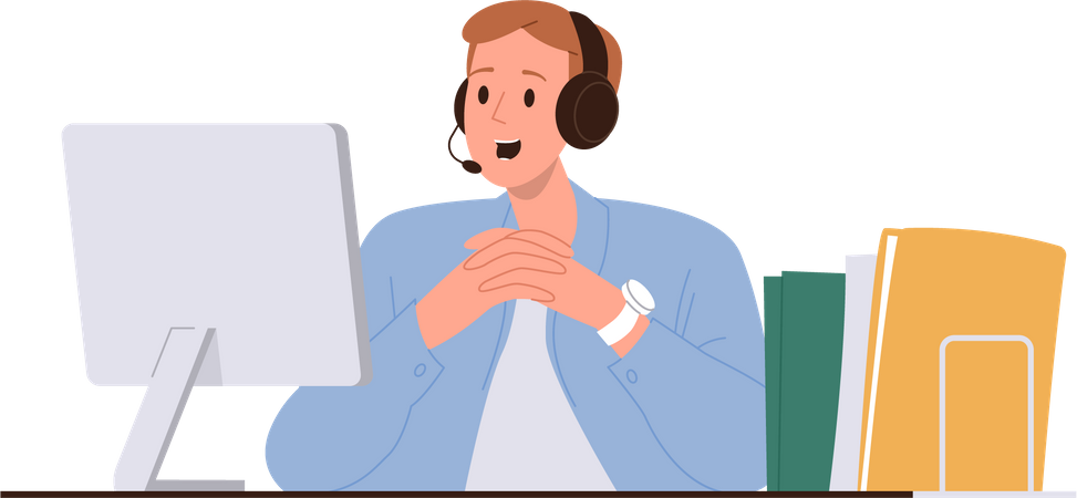 Male telemarketer operator  Illustration