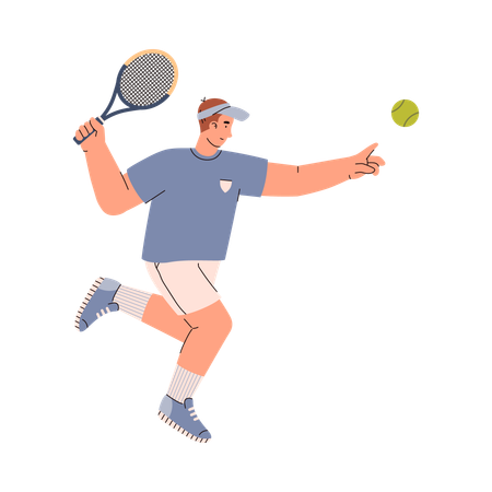 Male tennis player character with racket  イラスト