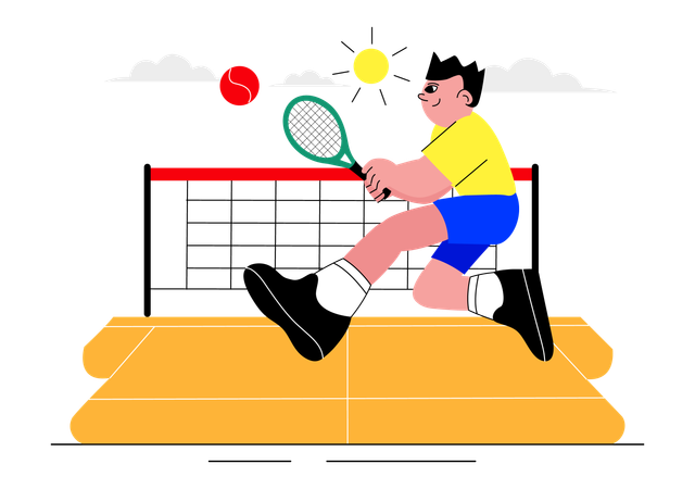 Male Tennis Player Holding a Racket  Illustration