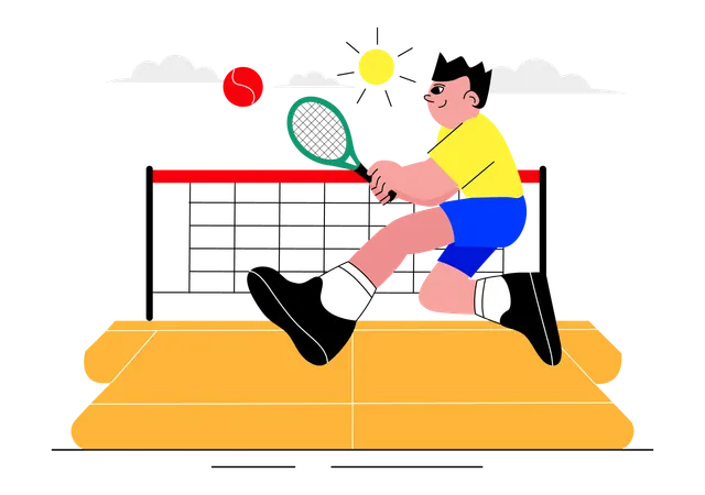 Male Tennis Player Holding a Racket  Illustration
