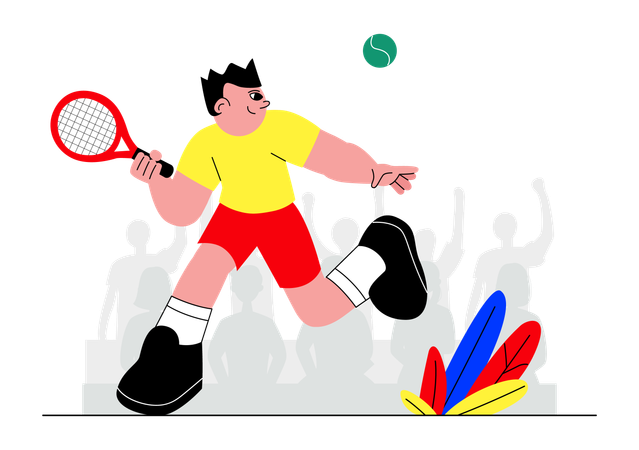 Male Tennis Player Holding a Racket playing  Illustration