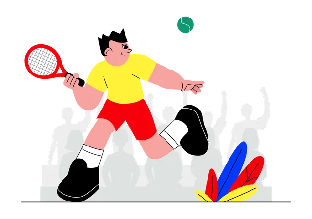 Male Tennis Player Holding a Racket playing  Illustration