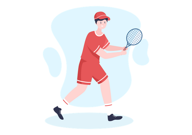 Male Tennis player playing tennis Illustration
