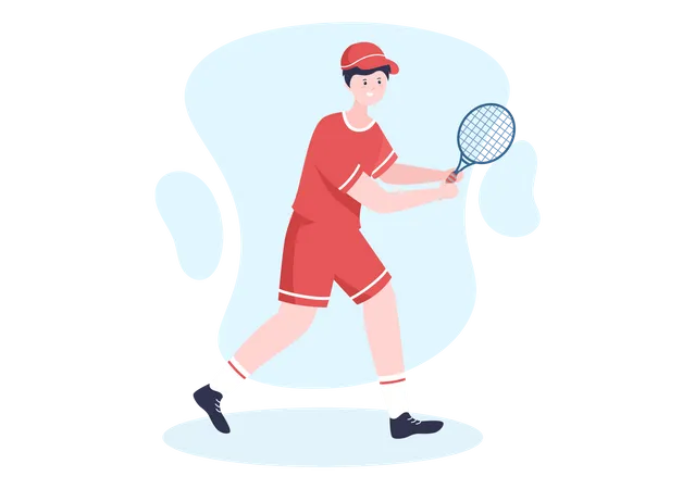 Male Tennis player playing tennis Illustration