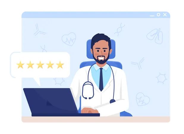 Male Therapist Reviews Flat Concept Vector Illustration Choosing Doctor Editable 2 D Cartoon Characters On White For Web Design Consultation Creative Idea For Website Mobile Presentation Illustration