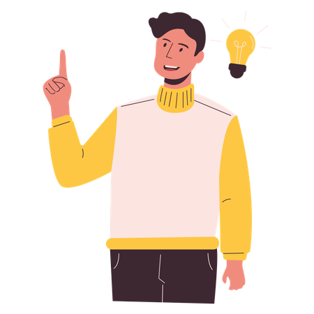 Male Thinking about Idea  Illustration