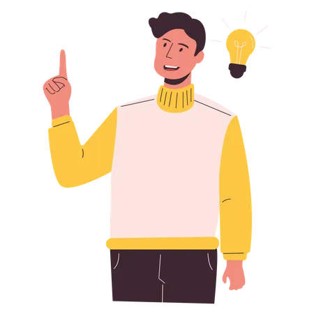 Male Thinking about Idea  Illustration