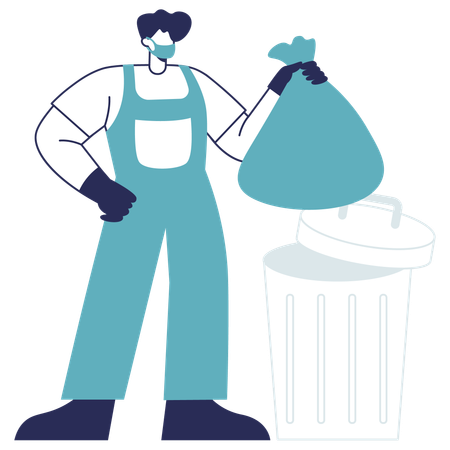 Male Throw Garbage  Illustration