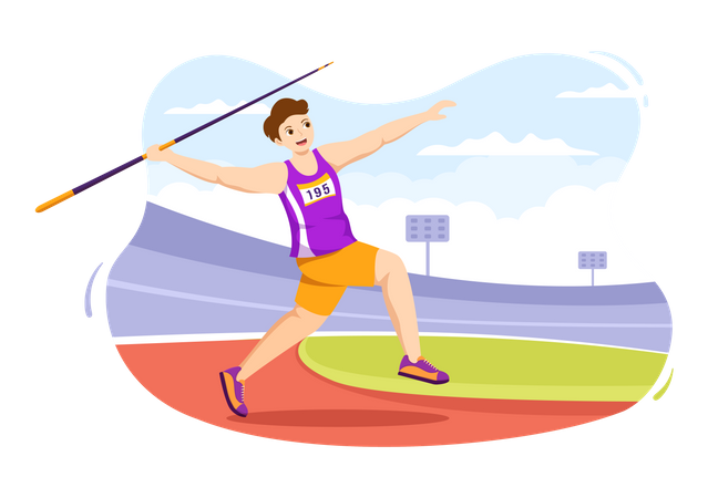 Male throwing javelin  Illustration