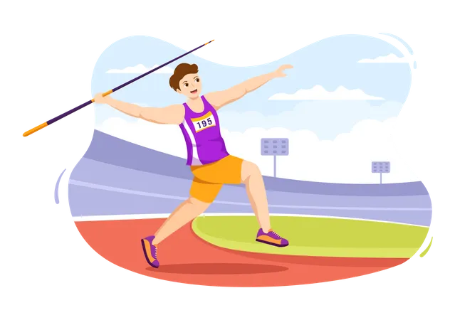 Male throwing javelin  Illustration