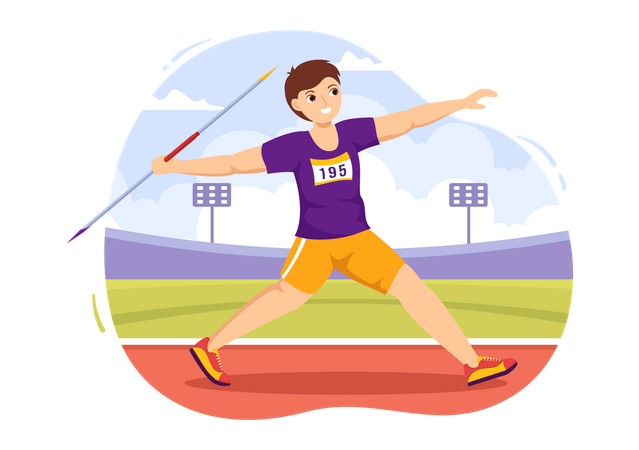 Male throwing javelin  Illustration