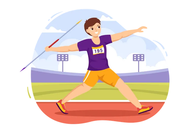 Male throwing javelin  Illustration