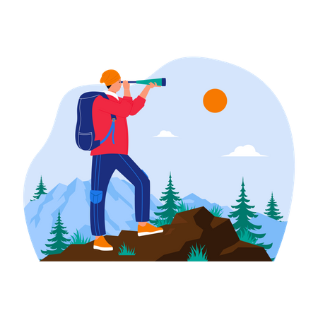 Male tourist finding location  Illustration