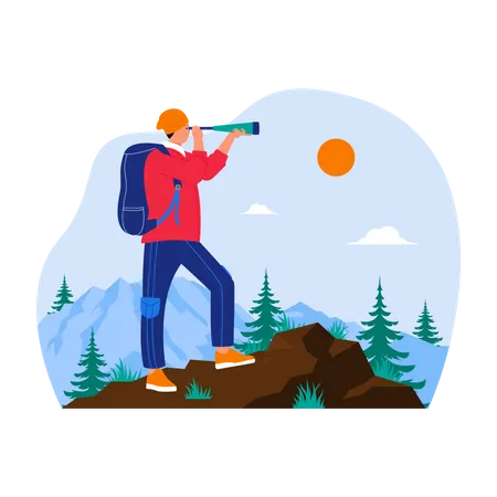 Male tourist finding location  Illustration