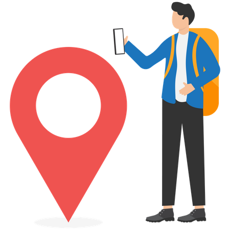 Male tourist finding travel location  Illustration