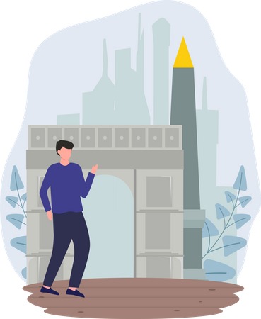 Male tourist traveling  Illustration