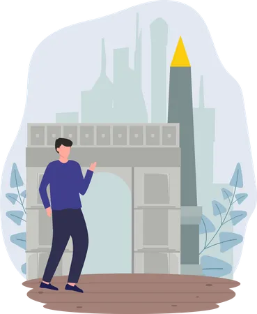 Male tourist traveling  Illustration