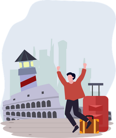 Male tourist traveling  Illustration