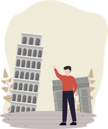 Male tourist traveling  Illustration