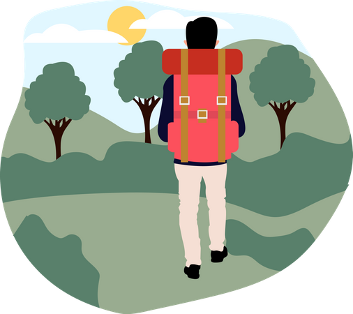 Male tourist travelling  Illustration