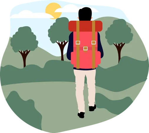 Male tourist travelling  Illustration