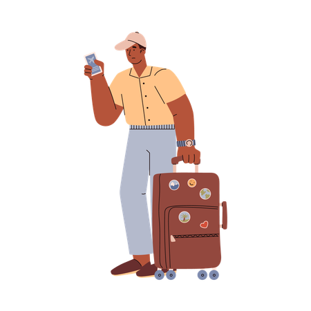 Male tourist waiting for flight  Illustration