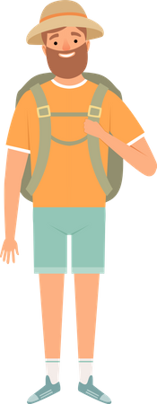 Male tourist with backpack Illustration