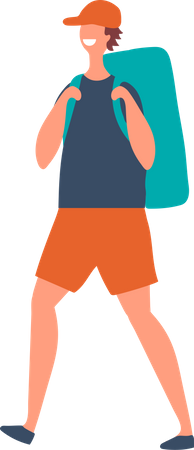 Male tourist with backpack  Illustration