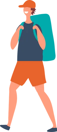 Male tourist with backpack  Illustration