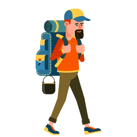 Male Tourist With Backpack  Illustration