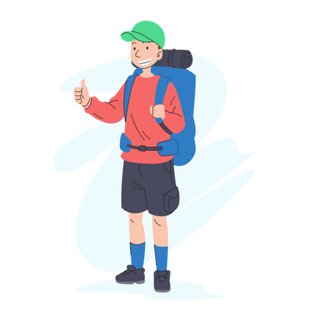Male tourist with backpacks Illustration