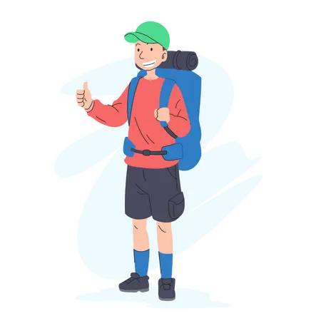 Male tourist with backpacks  Illustration