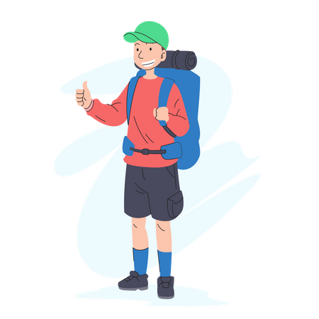 Male tourist with backpacks  Illustration